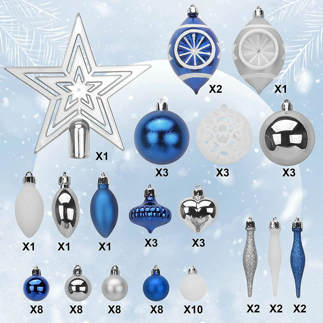 Joiedomi All Holiday Decor 70 Pcs Christmas Ornaments With Heart Blue, Silver, & White 4 Joiedomi All Holiday Decor 70 Pcs Christmas Ornaments With Heart Blue, Silver, & White