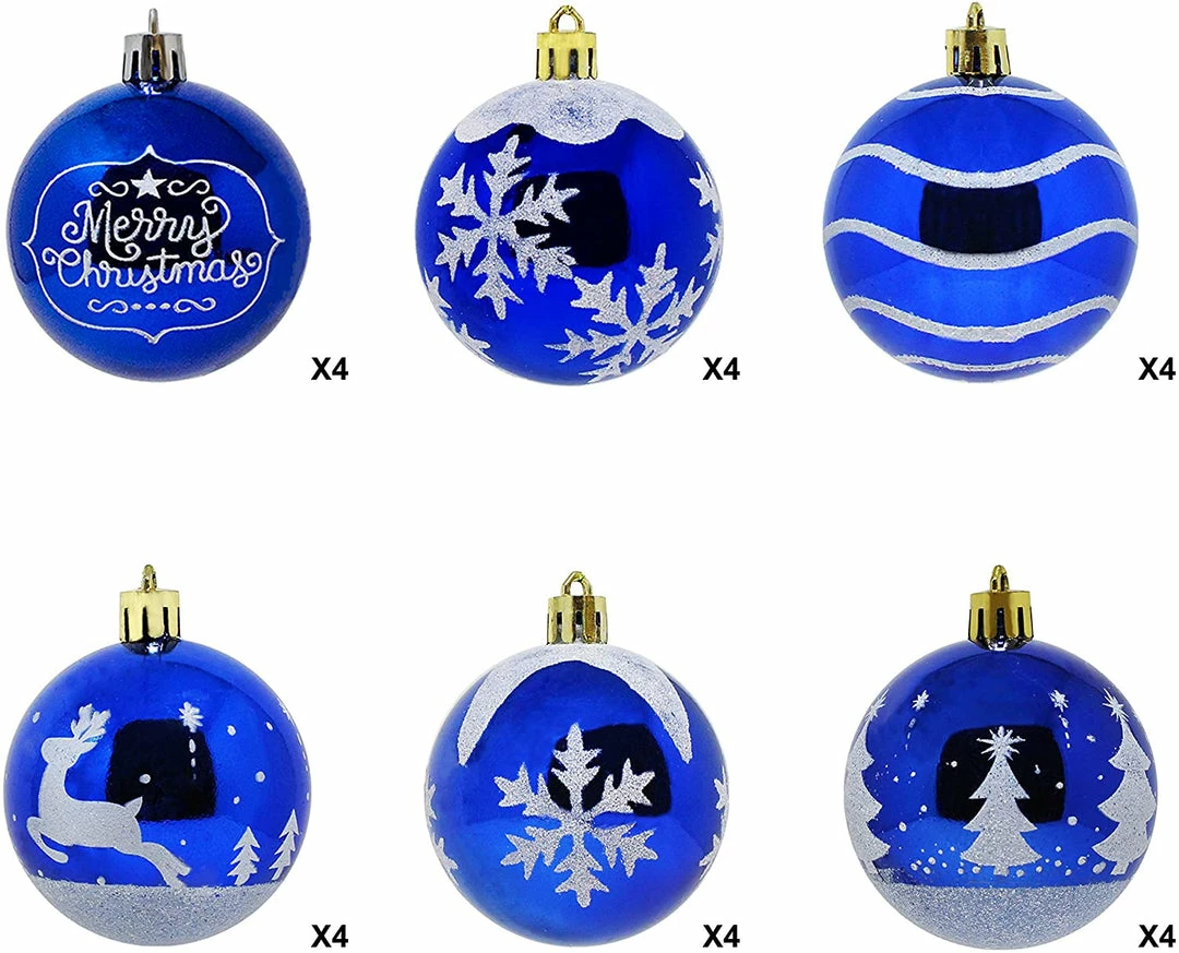 Joiedomi 24 Pcs Christmas Ball Ornaments, Blue And White All Holiday Decor 2 Joiedomi 24 Pcs Christmas Ball Ornaments, Blue And White All Holiday Decor
