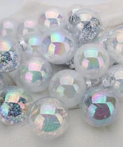 Joiedomi 24Pcs Chrome Plastic Clear Ball Ornaments With Filling