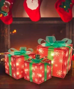 Joiedomi All Holiday Decor Set Of 3 Snowflakes Christmas Light Gift Boxes Décor 14 Joiedomi All Holiday Decor Set Of 3 Snowflakes Christmas Light Gift Boxes Décor