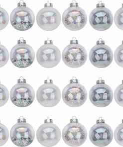 Joiedomi 24Pcs Chrome Plastic Clear Ball Ornaments With Filling