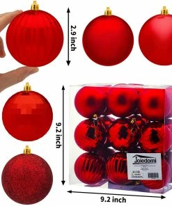 Joiedomi 18Pcs Christmas Ball Ornaments Red 7 Joiedomi 18Pcs Christmas Ball Ornaments Red