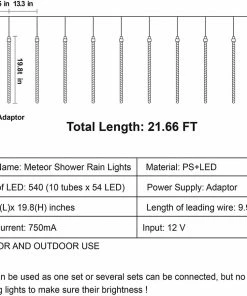 Joiedomi 540 LEDs Christmas Lights Meteor Shower Lights, Blue 8 Joiedomi 540 LEDs Christmas Lights Meteor Shower Lights, Blue