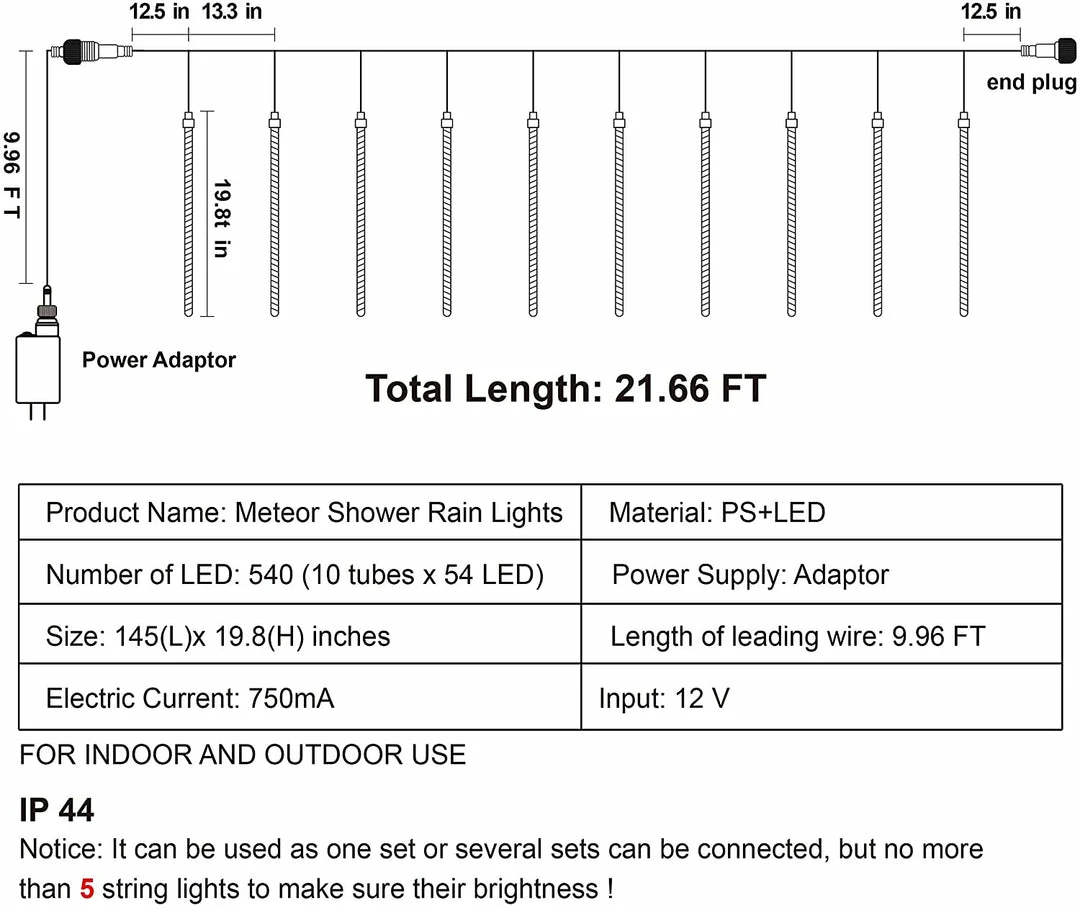 Joiedomi 540 LEDs Christmas Lights Meteor Shower Lights, Blue 3 Joiedomi 540 LEDs Christmas Lights Meteor Shower Lights, Blue