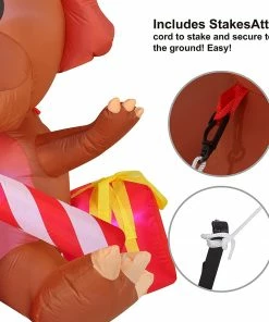 Joiedomi 6 FT Long Inflatable Triceratops With A Huge Ornament And A Huge Candy Cane Inflatables