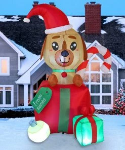 Joiedomi 6 FT Tall Inflatable A Puppy In A Gift Inflatables