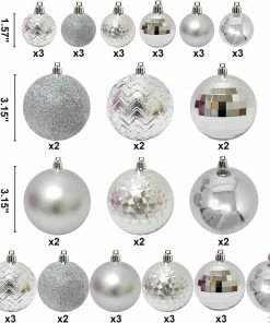 Joiedomi All Holiday Decor 46ct Assorted Size Silver Christmas Ball Ornaments