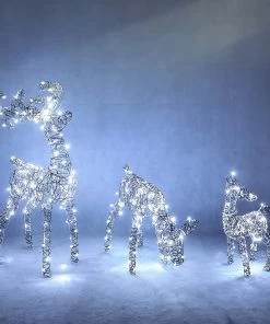 Joiedomi 3 Packs Christmas Synthetic Rattan Reindeer Buck, Doe, Fawn