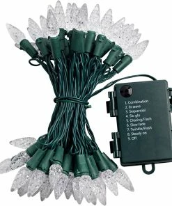 Joiedomi 50 Warm White LED C6 Green Wire String Lights All Holiday Decor