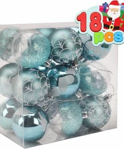 Joiedomi 6CM Christmas Ornaments With Gradient Baby Blue, 18 Pcs All Holiday Decor
