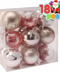 Joiedomi All Holiday Decor 6CM Christmas Ornaments With Gradient Pink, 18 Pcs