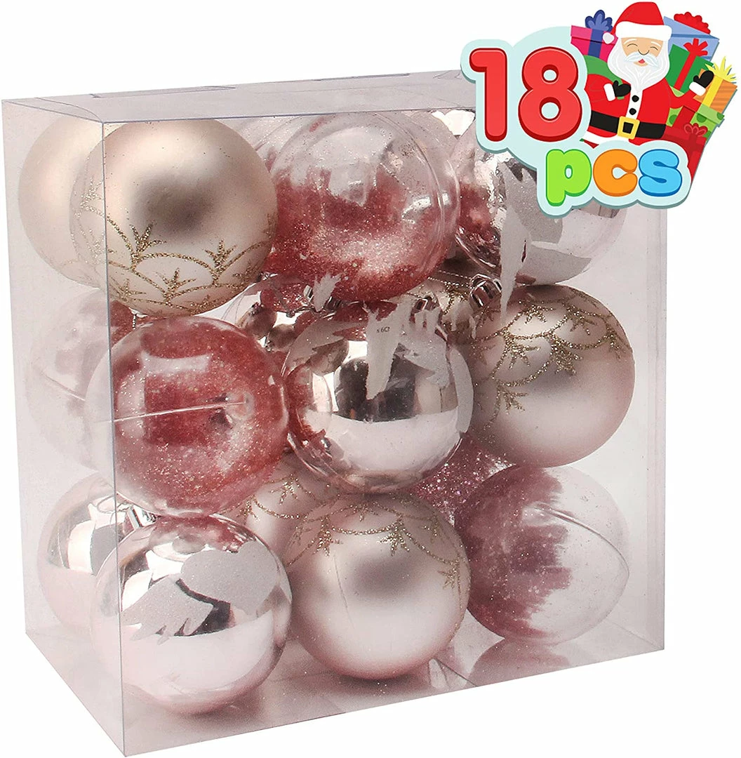 Joiedomi All Holiday Decor 6CM Christmas Ornaments With Gradient Pink, 18 Pcs 1 Joiedomi All Holiday Decor 6CM Christmas Ornaments With Gradient Pink, 18 Pcs