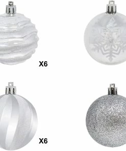 Joiedomi 24 Pcs Christmas Ball Ornaments, Silver And White