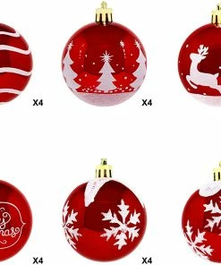 Joiedomi All Holiday Decor 24 Pcs Christmas Ball Ornaments, Red And White