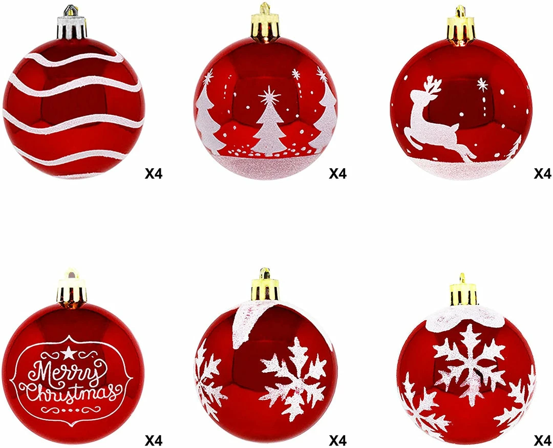 Joiedomi All Holiday Decor 24 Pcs Christmas Ball Ornaments, Red And White 2 Joiedomi All Holiday Decor 24 Pcs Christmas Ball Ornaments, Red And White