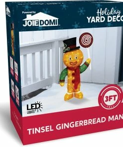 Joiedomi 3ft LED Yard Light - Tinsel Gingerbread Man All Holiday Decor