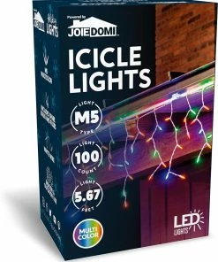 Joiedomi All Holiday Decor 100 LED Christmas Icicle Lights Multicolor