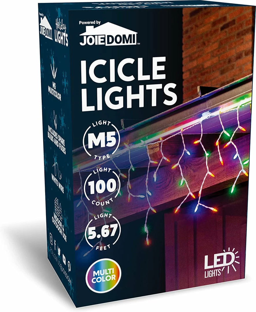 Joiedomi All Holiday Decor 100 LED Christmas Icicle Lights Multicolor 1 Joiedomi All Holiday Decor 100 LED Christmas Icicle Lights Multicolor