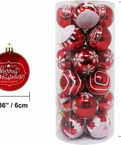 Joiedomi All Holiday Decor 24 Pcs Christmas Ball Ornaments, Red And White 7 Joiedomi All Holiday Decor 24 Pcs Christmas Ball Ornaments, Red And White