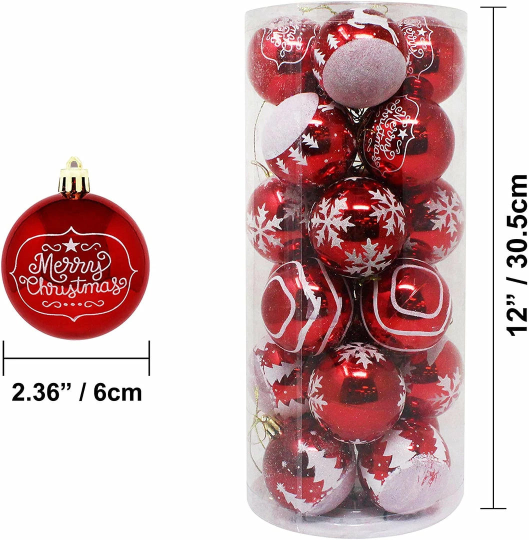 Joiedomi All Holiday Decor 24 Pcs Christmas Ball Ornaments, Red And White 4 Joiedomi All Holiday Decor 24 Pcs Christmas Ball Ornaments, Red And White