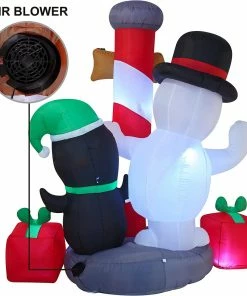 Joiedomi 6 FT Tall Inflatable Christmas Welcome Sign With A Penguin And Snowman