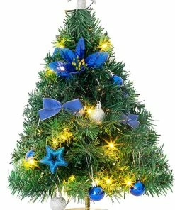 Joiedomi All Holiday Decor 24” DIY Tabletop Mini Christmas Tree Blue