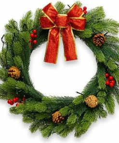 Joiedomi All Holiday Decor 20" Christmas Wreath With Bow