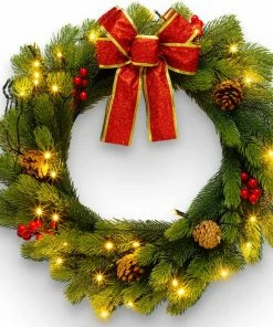 Joiedomi All Holiday Decor 20" Christmas Wreath With Bow