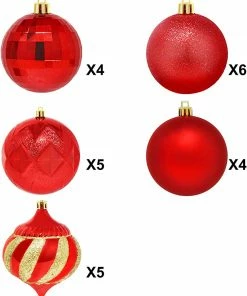 Joiedomi All Holiday Decor 24 Pcs Christmas Ball Ornaments (Red)