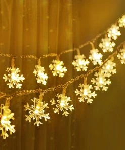 Joiedomi 16ft 40 LED Snowflake Fairy Lights, Warm White