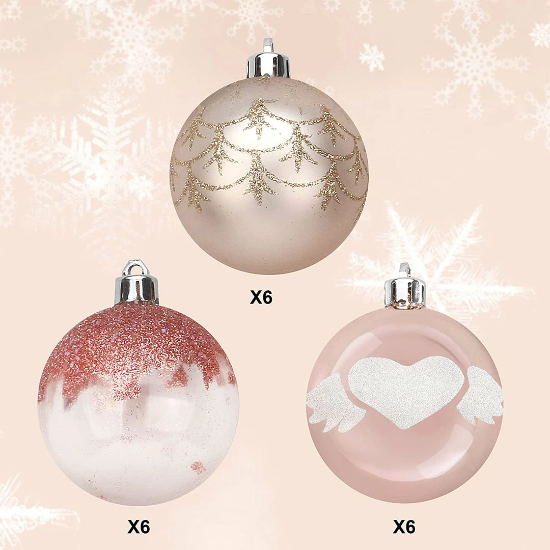 Joiedomi All Holiday Decor 6CM Christmas Ornaments With Gradient Pink, 18 Pcs 4 Joiedomi All Holiday Decor 6CM Christmas Ornaments With Gradient Pink, 18 Pcs