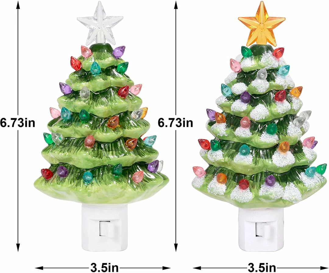 Joiedomi All Holiday Decor 2 Packs Ceramic Christmas Tree Night Light 7 Joiedomi All Holiday Decor 2 Packs Ceramic Christmas Tree Night Light