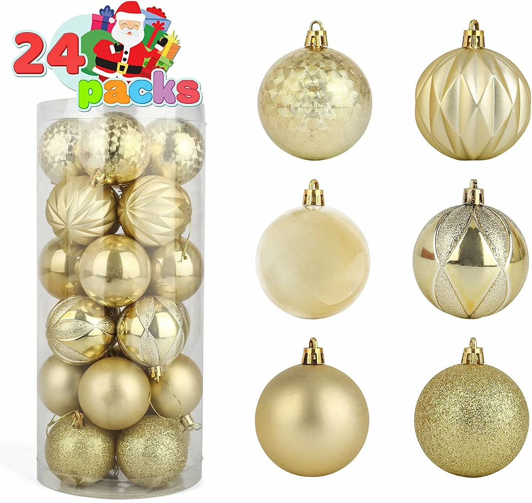 Joiedomi 2.36" Gold Baby Blue Christmas Ball Ornaments 24Pcs All Holiday Decor 6 Joiedomi 2.36" Gold Baby Blue Christmas Ball Ornaments 24Pcs All Holiday Decor