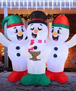 Joiedomi 6 FT Tall Inflatable Three Snowmen Caroling Inflatables
