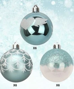 Joiedomi 6CM Christmas Ornaments With Gradient Baby Blue, 18 Pcs All Holiday Decor