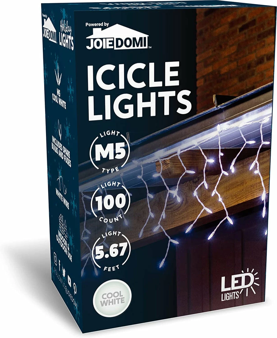 Joiedomi String Lights 100 LED Christmas Icicle Lights Cool White 1 Joiedomi String Lights 100 LED Christmas Icicle Lights Cool White