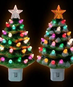 Joiedomi All Holiday Decor 2 Packs Ceramic Christmas Tree Night Light 11 Joiedomi All Holiday Decor 2 Packs Ceramic Christmas Tree Night Light