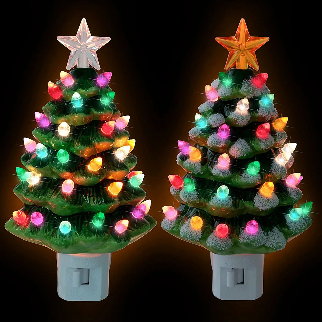 Joiedomi All Holiday Decor 2 Packs Ceramic Christmas Tree Night Light 5 Joiedomi All Holiday Decor 2 Packs Ceramic Christmas Tree Night Light