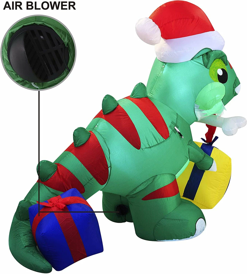 Joiedomi Christmas Large Dinosaur Inflatable (6 Ft) Inflatables 4 Joiedomi Christmas Large Dinosaur Inflatable (6 Ft) Inflatables