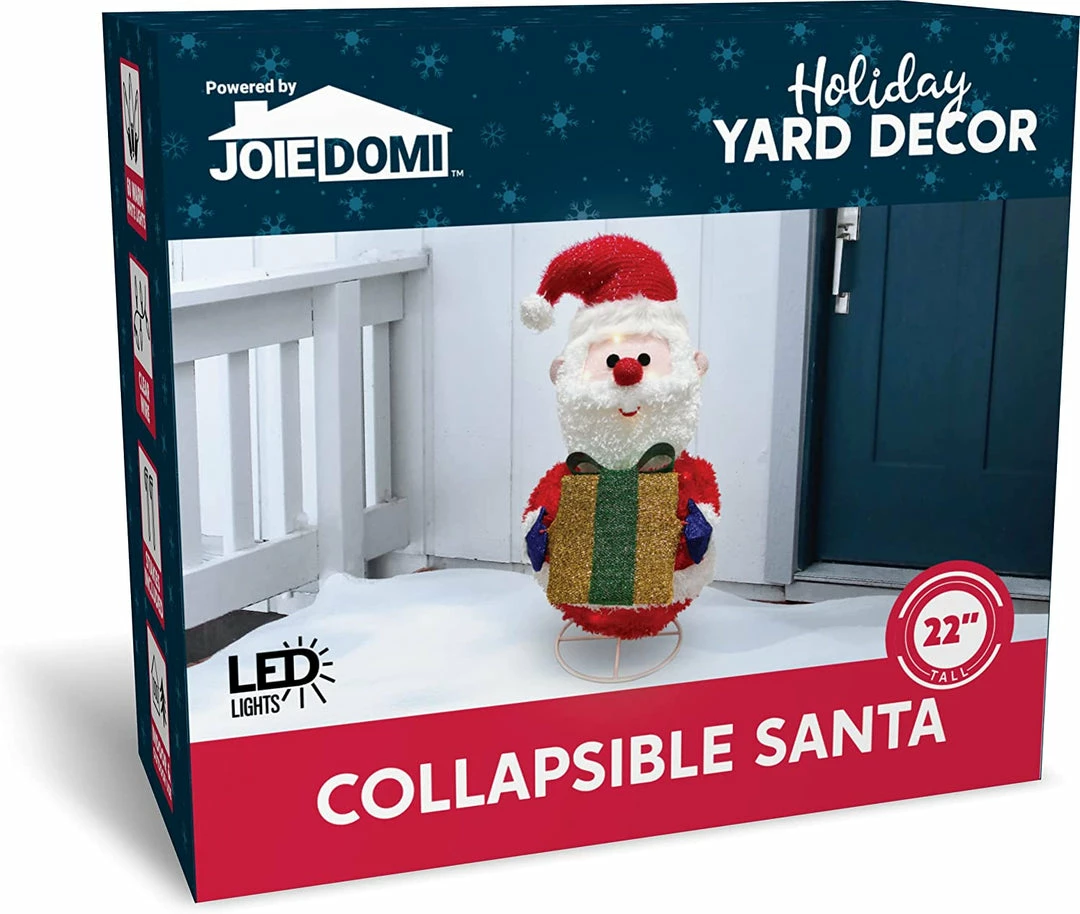 Joiedomi Outdoor Lighted Holiday Display 22in Collapsible Santa LED Yard Light 2 Joiedomi Outdoor Lighted Holiday Display 22in Collapsible Santa LED Yard Light