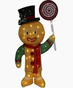 Joiedomi 3ft LED Yard Light - Tinsel Gingerbread Man All Holiday Decor