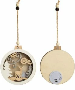 Joiedomi All Holiday Decor 4 Pcs LED Wooden Hanging Reindeer Ornaments