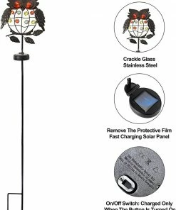 Joiedomi 40¡¯¡¯ 10 LED Metal Owl Solar Stake Lights Pathway Lights