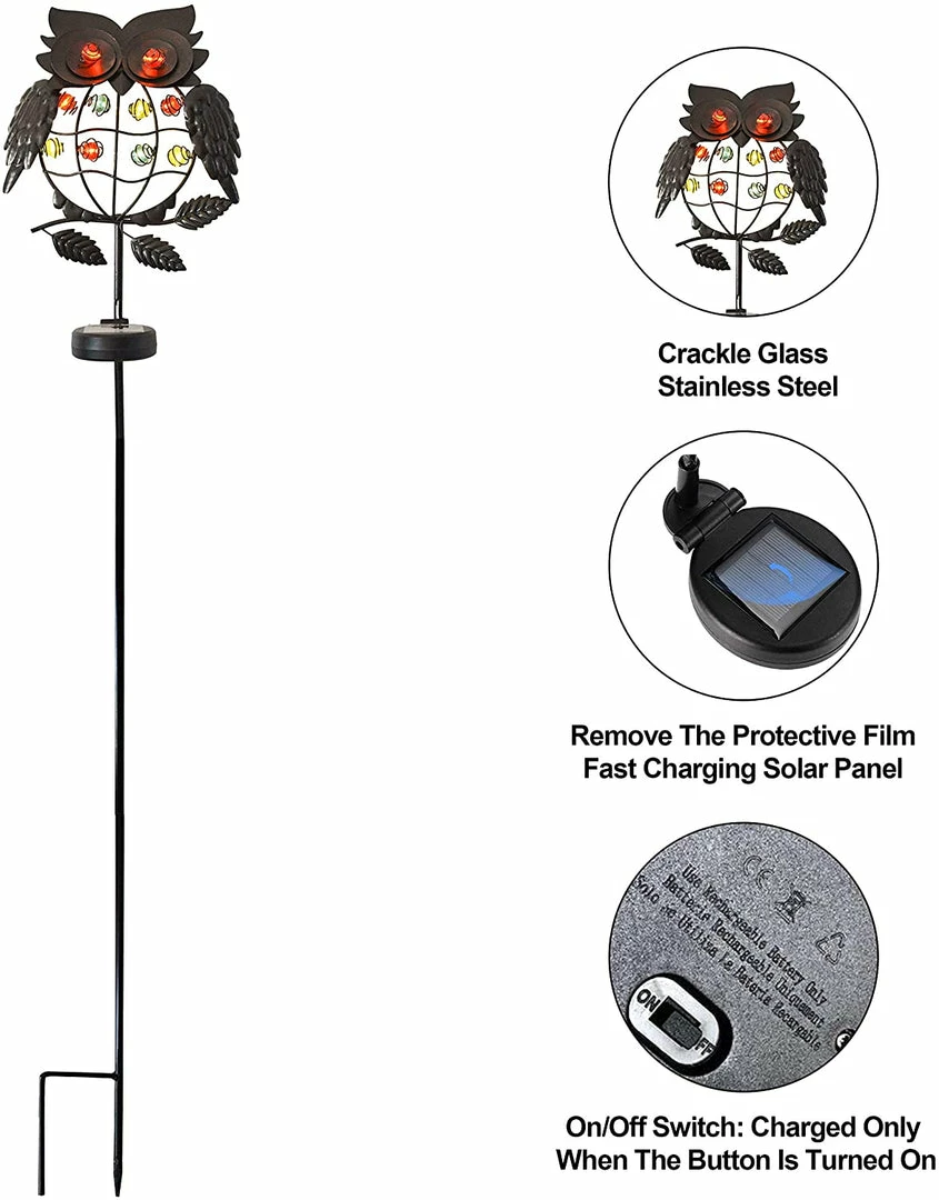 Joiedomi 40¡¯¡¯ 10 LED Metal Owl Solar Stake Lights Pathway Lights 2 Joiedomi 40¡¯¡¯ 10 LED Metal Owl Solar Stake Lights Pathway Lights