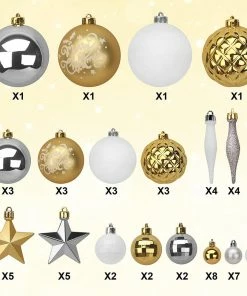 Joiedomi All Holiday Decor 67 Pcs Christmas Ornaments Assorted Style Gold & White 8 Joiedomi All Holiday Decor 67 Pcs Christmas Ornaments Assorted Style Gold & White
