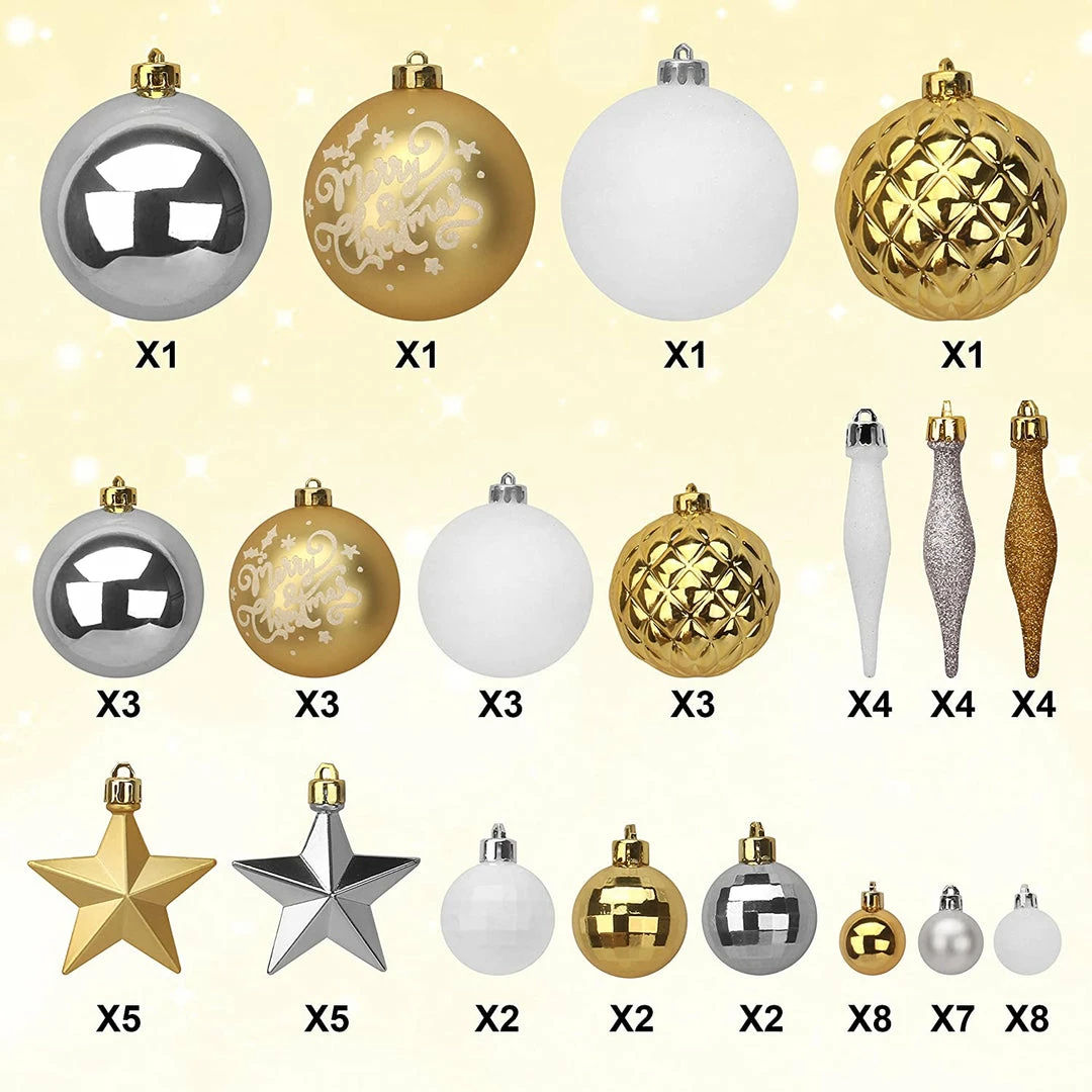 Joiedomi All Holiday Decor 67 Pcs Christmas Ornaments Assorted Style Gold & White 4 Joiedomi All Holiday Decor 67 Pcs Christmas Ornaments Assorted Style Gold & White