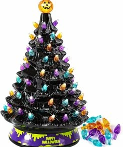 Joiedomi 15ββ Halloween Pre-Lit Ceramic Tabletop Tree All Holiday Decor