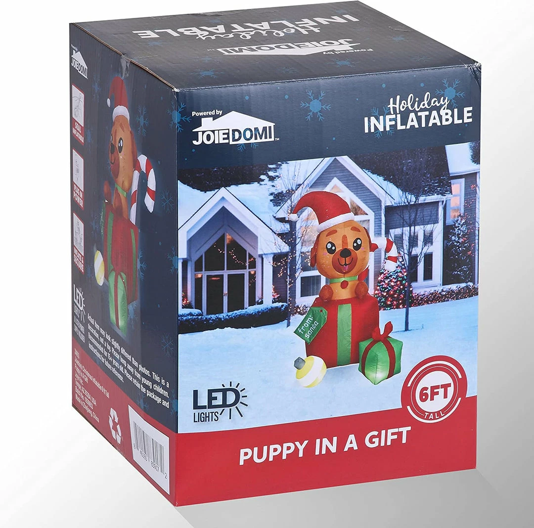Joiedomi 6 FT Tall Inflatable A Puppy In A Gift Inflatables 5 Joiedomi 6 FT Tall Inflatable A Puppy In A Gift Inflatables
