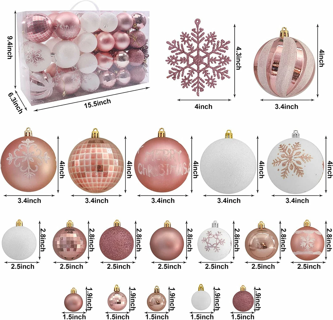 Joiedomi 88 Pcs Rose Gold & White Christmas Ornaments 3 Joiedomi 88 Pcs Rose Gold & White Christmas Ornaments