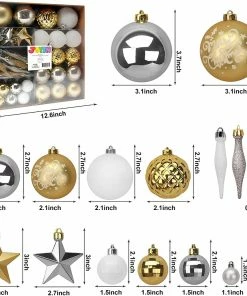 Joiedomi All Holiday Decor 67 Pcs Christmas Ornaments Assorted Style Gold & White 7 Joiedomi All Holiday Decor 67 Pcs Christmas Ornaments Assorted Style Gold & White